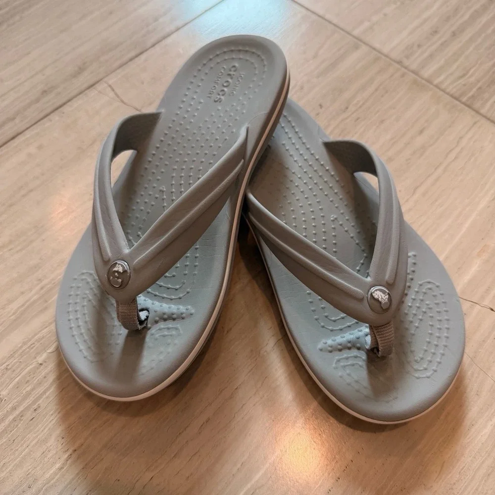 Crocs Unisex Crocband Flip Flop Sandals Lightweight Trip Water Summer Gray C10